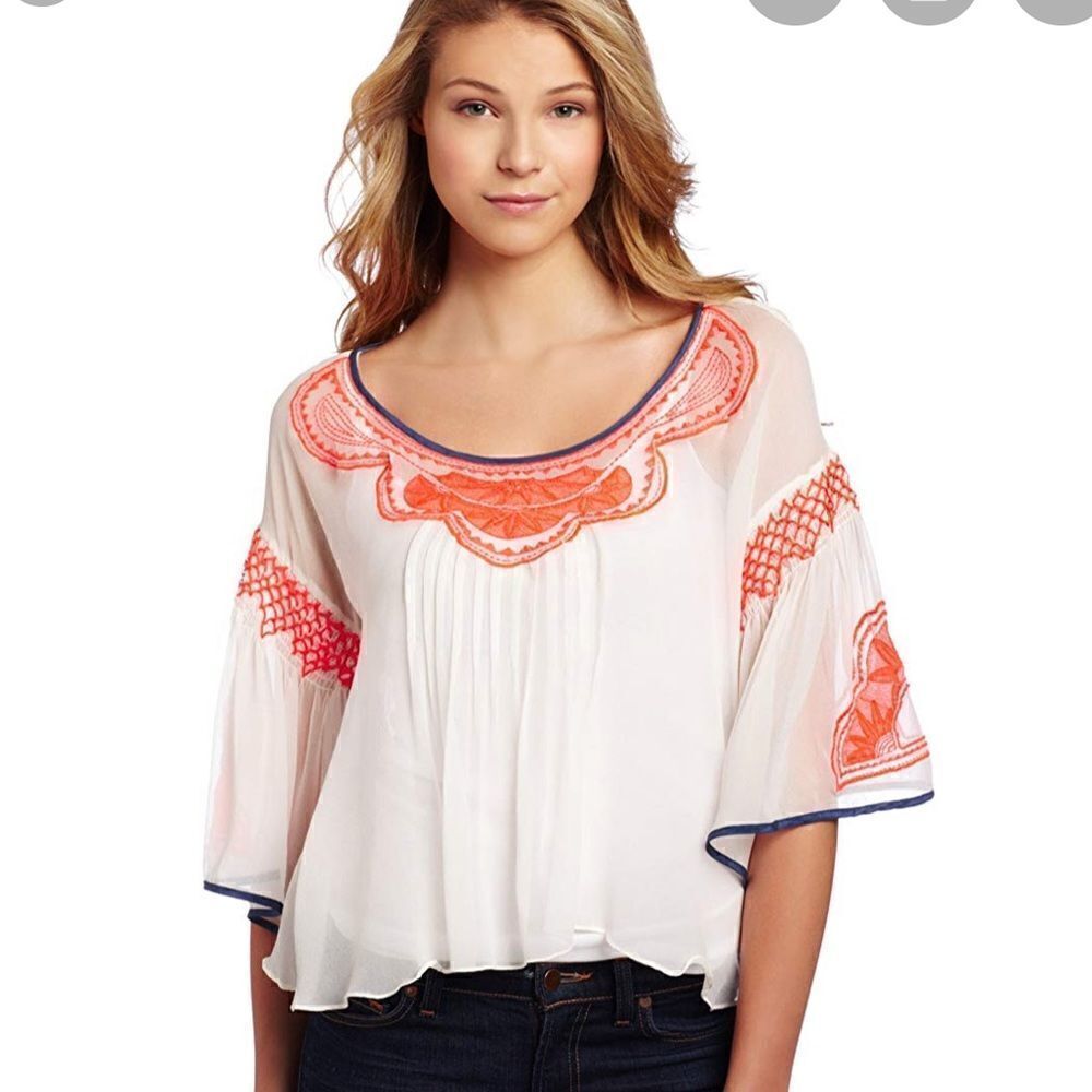 Anthropologie Plenty by Tracy Reese Neon Silk Top NWT